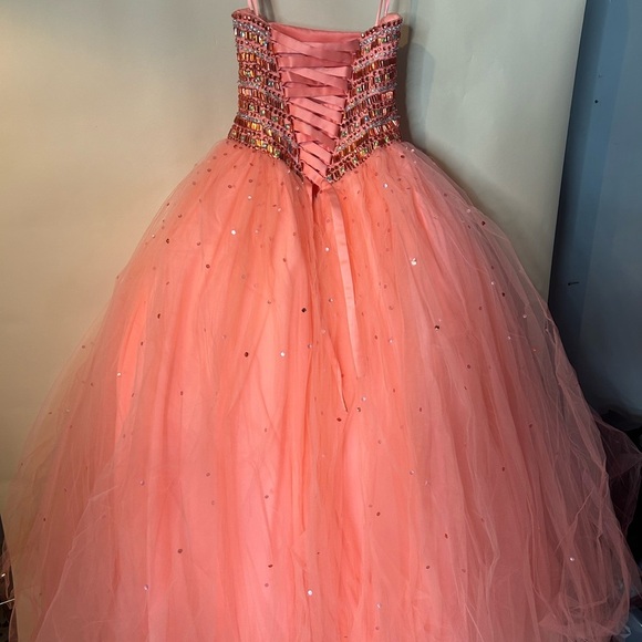 Mori Lee Pink Sweetheart Sleeveless Prom Gown - Picture 13 of 15